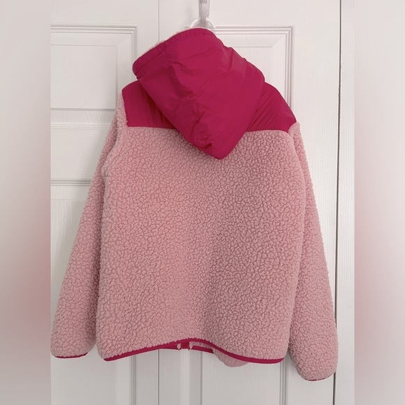 Girls M 10/12 Eddie Bauer fluffy zip sweater pink/hot pink - Picture 2 of 2